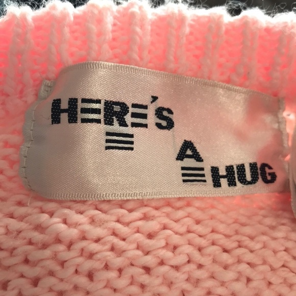 VINTAGE Here’s a Hug pink knit crew neck sweater size Medium - Picture 9 of 10